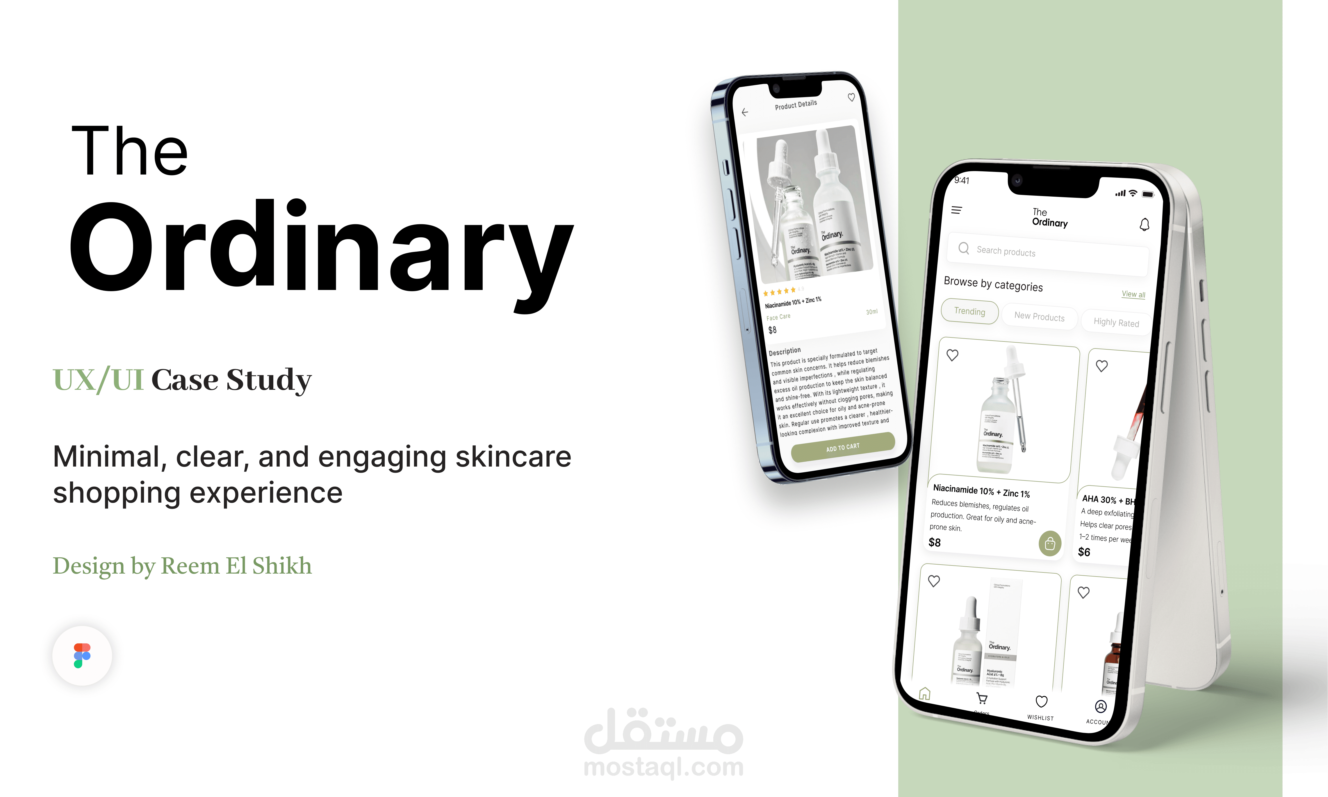 تصميم واجهة مستخدم (UI/UX) لتطبيق The Ordinary للعناية بالبشرة