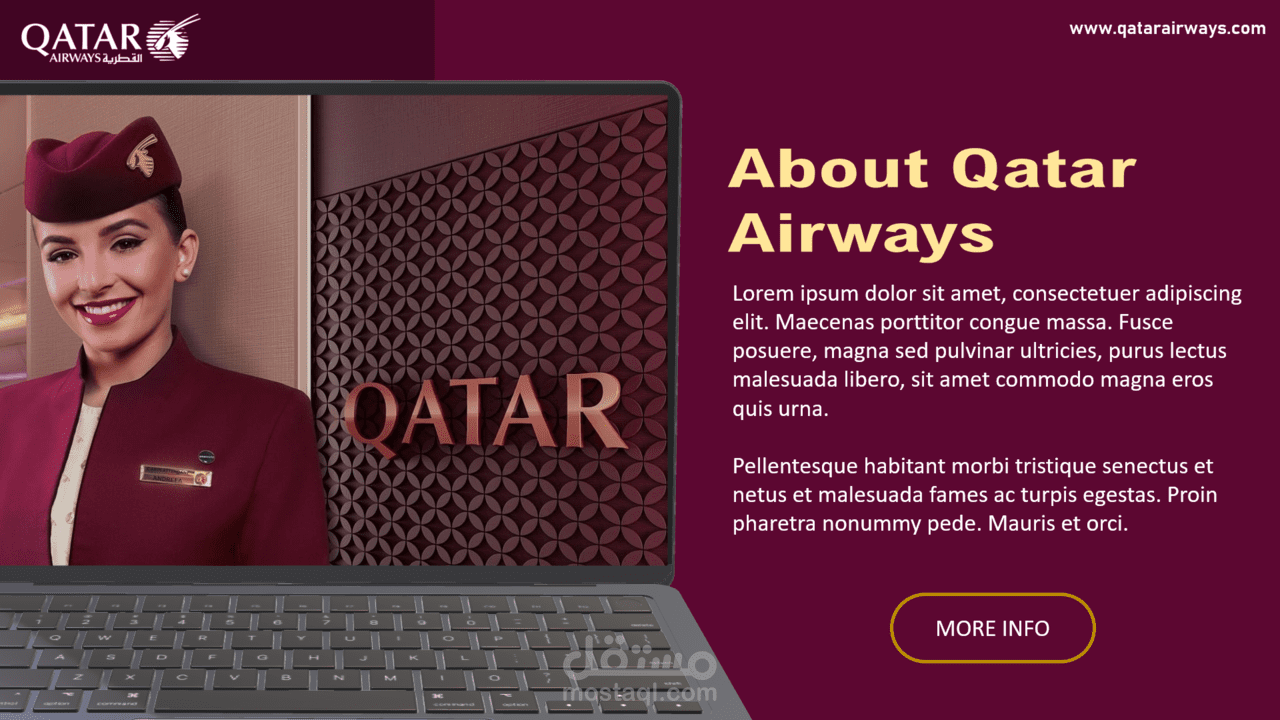 عرض تقديمي إحترافي - PowerPoint - بعنوان QATAR AIRWAYS