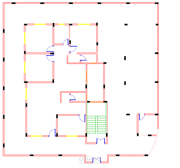 انشاء مخططات معمارية لمبنى سكني عبارة عن طابقين على برنامج AutoCAD