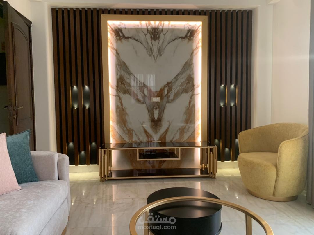 تصميم ديكور جدار بغرفة معيشة