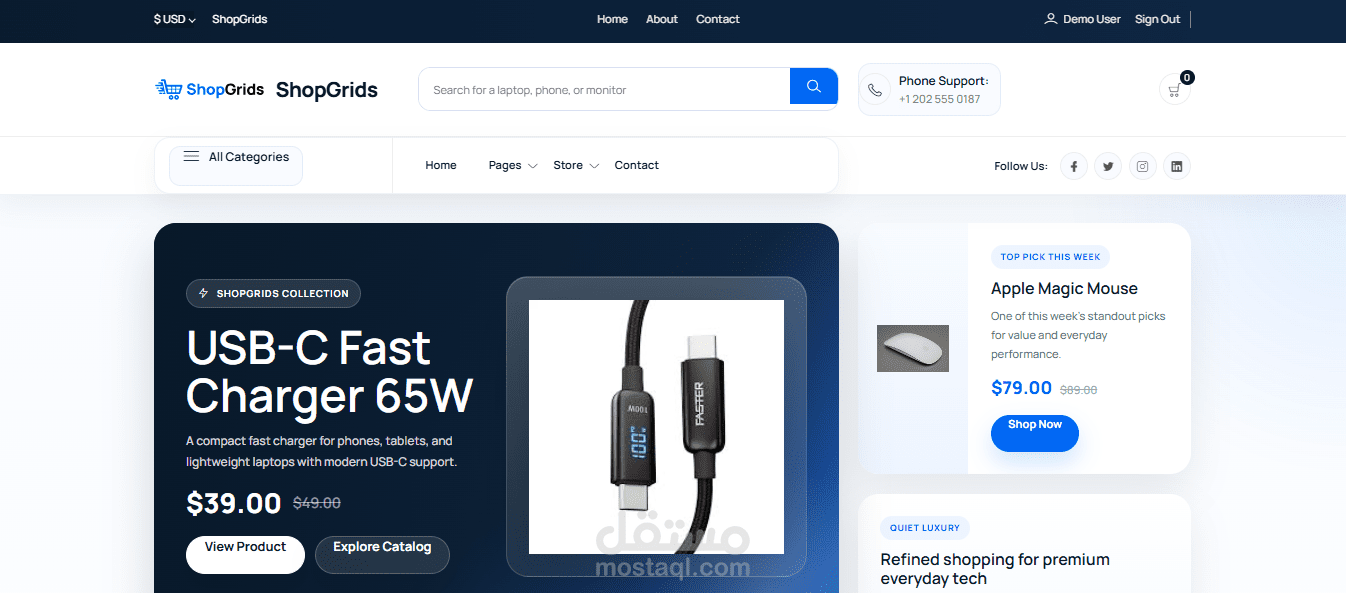 متجر إلكتروني متكامل مع السلة والدفع وإدارة الطلبات ولوحة تحكم