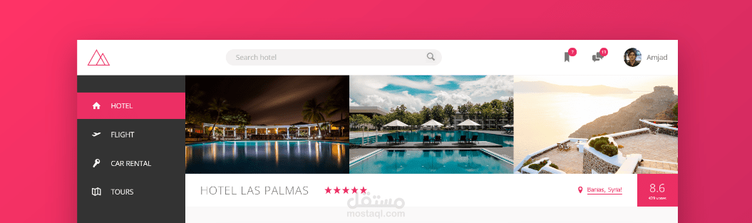 Landing page for hotel