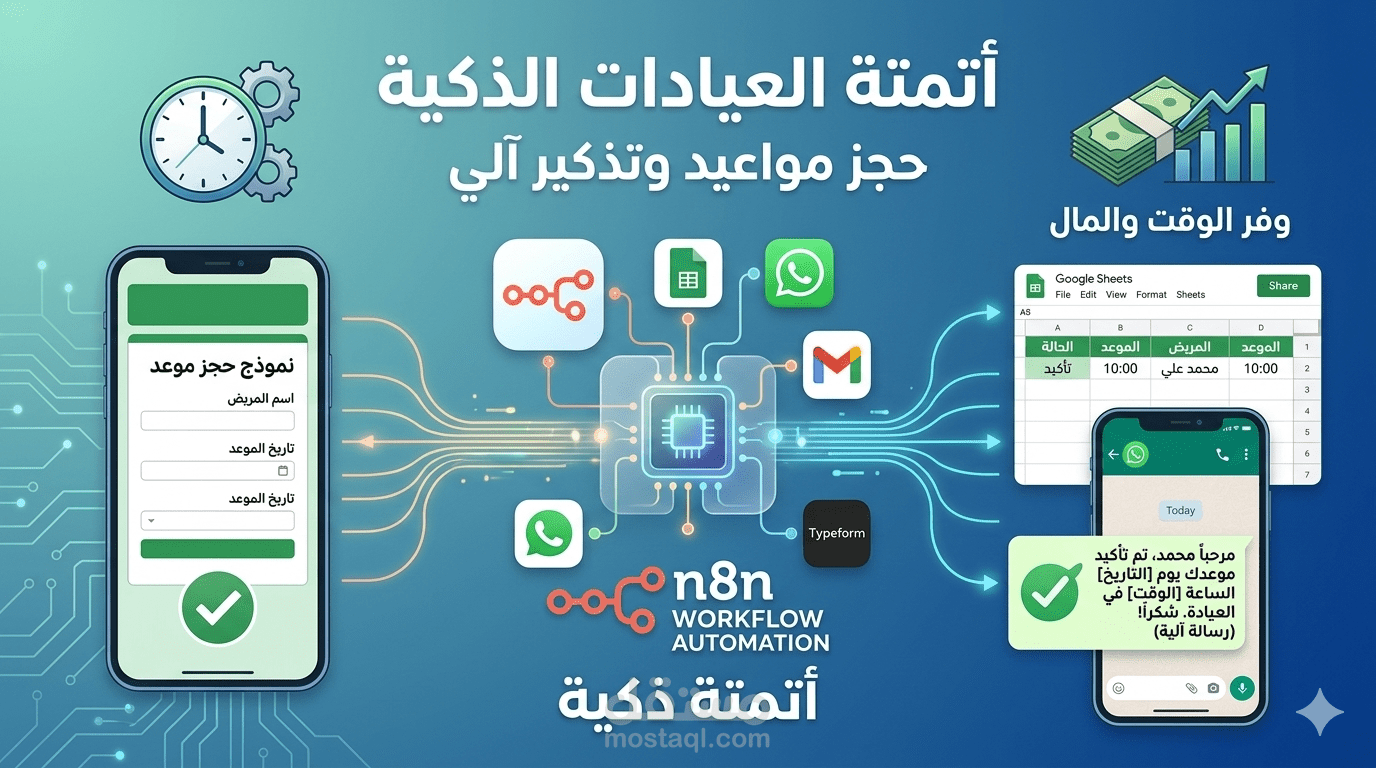 موقع ذكي + واتساب AI لحجز مواعيد العيادات