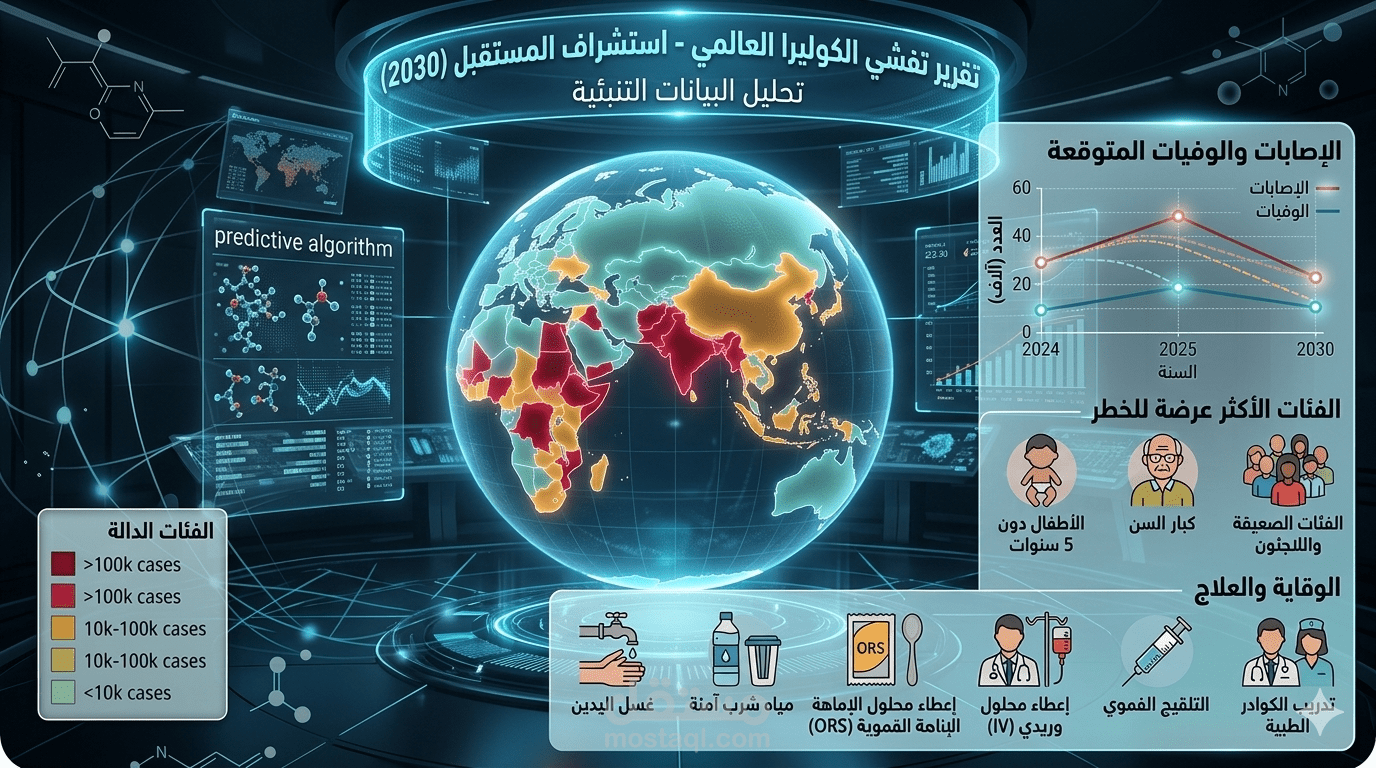 تقرير علمي شامل عن أزمة الكوليرا العالمية 2025–2026 – تحليل إحصائي ومراجعة بحثية حديثة