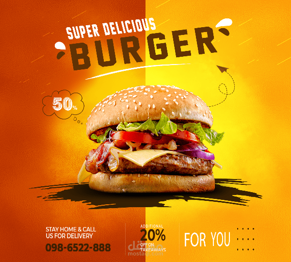 Fake social media design for a burger restaurant