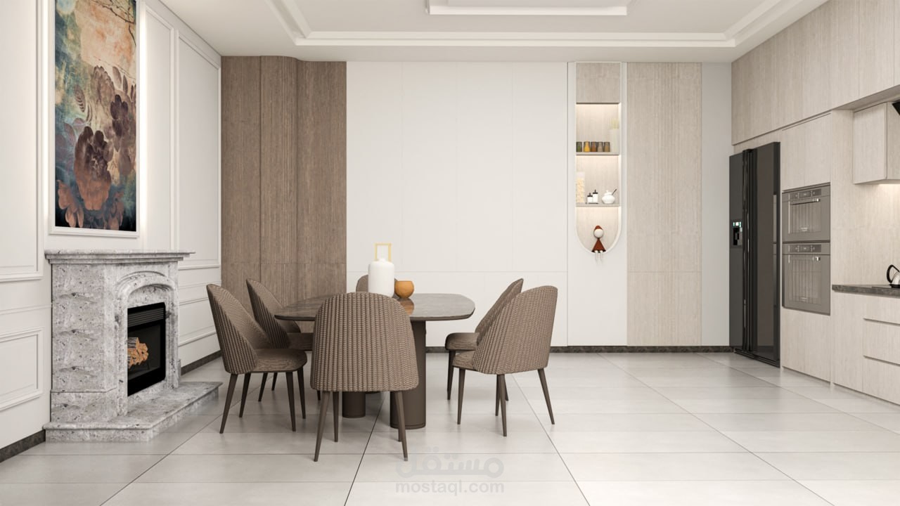 تصميم مطبخ وطاولة طعام