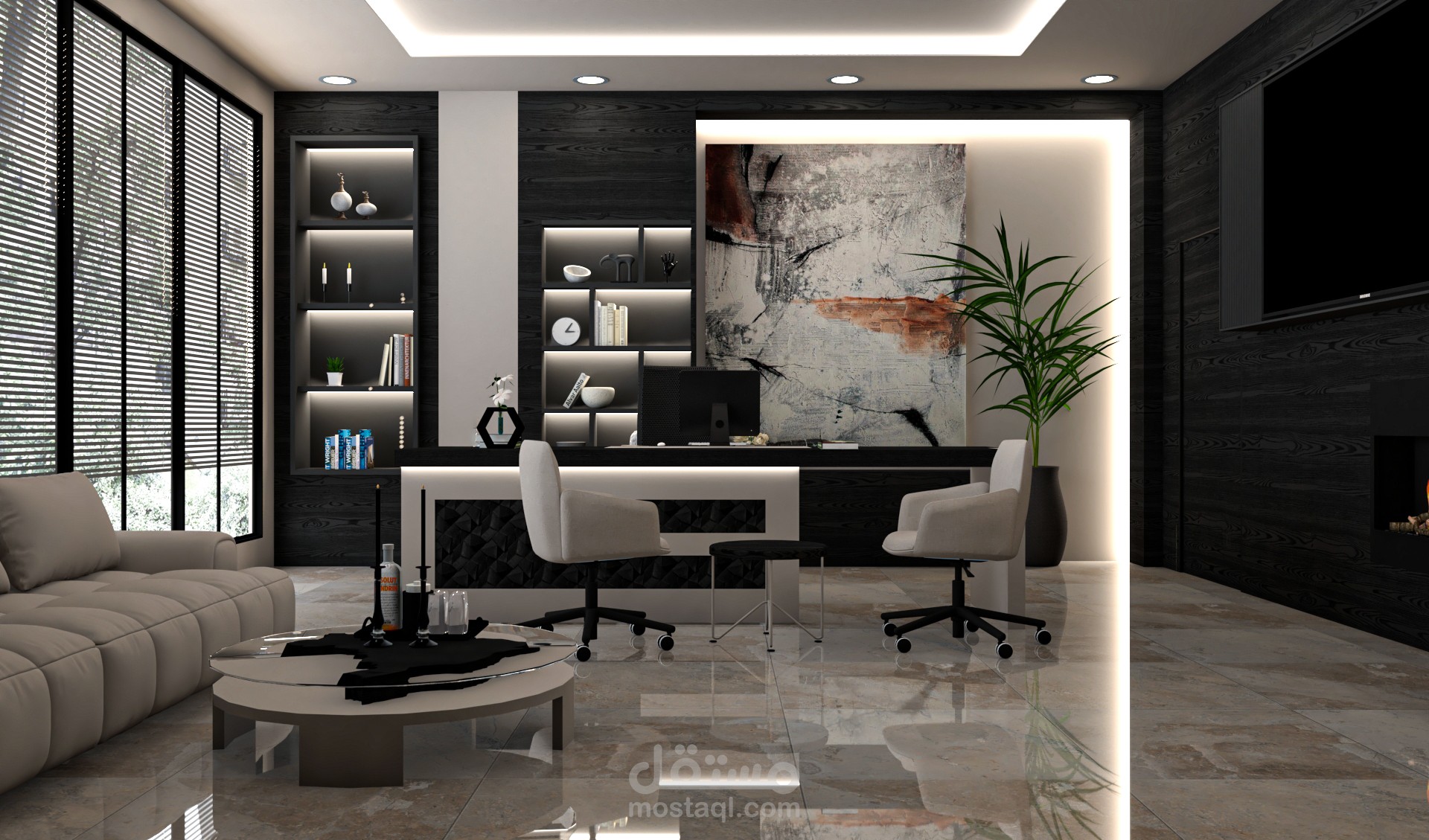 تصميم ديكور لمكتب مدير