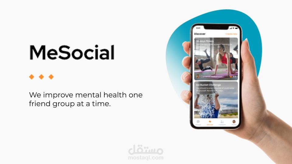 عرض تقديمي باوربوينت لتطبيق اجتماعي يعزز الصحة النفسية