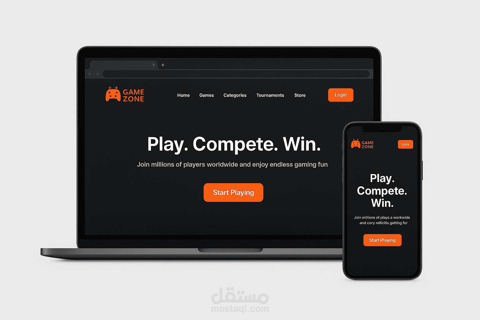 موقع إلكتروني لمنصة الألعاب GameZone