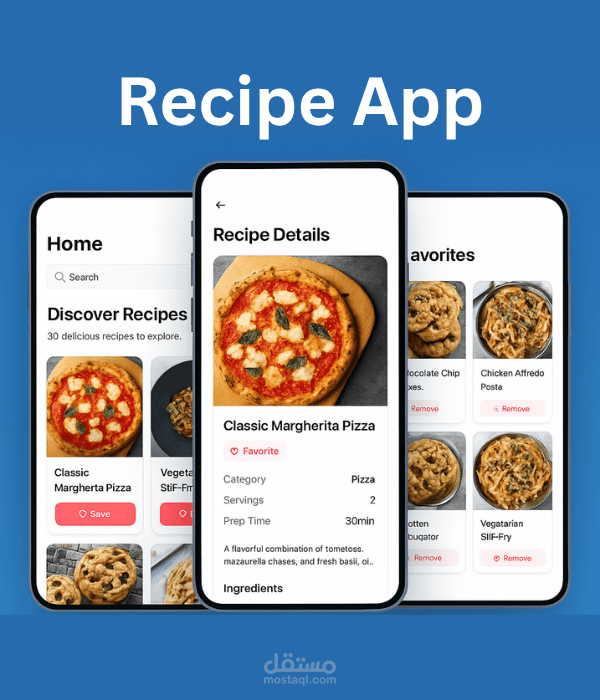 Mobile App UI Design for Recipe Application