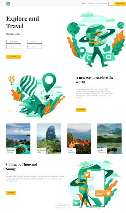 صفحة هبوط باستخدام HTML5, CSS3, Bootstrap
