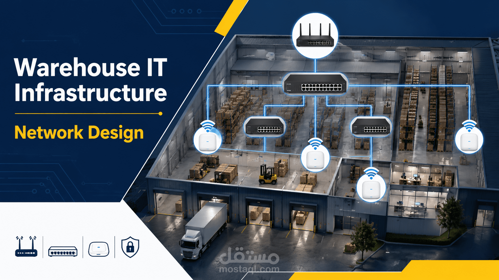 تصميم بنية تحتية لشبكة مستودع