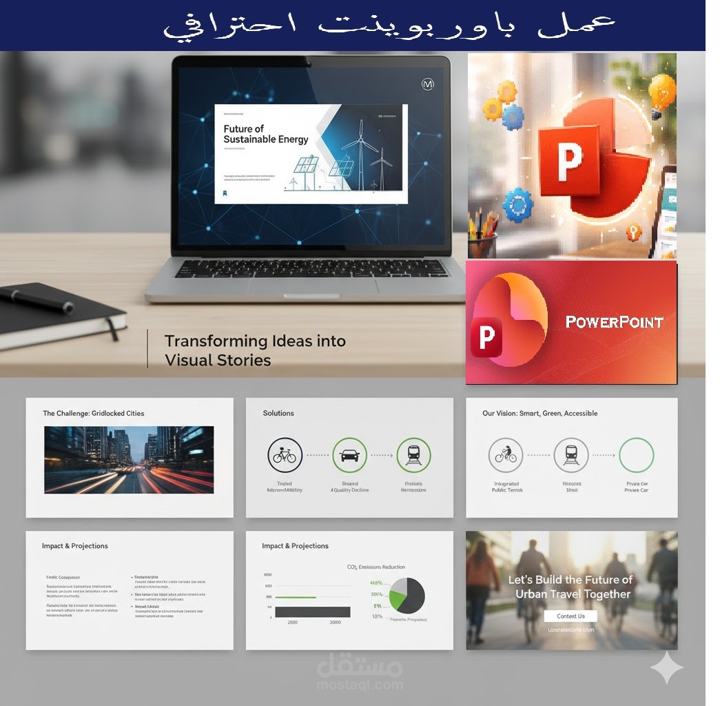 صناعة محتوى وتصميم عروض تقديمية متكاملة للأفراد ولرواد الأعمال والشركات