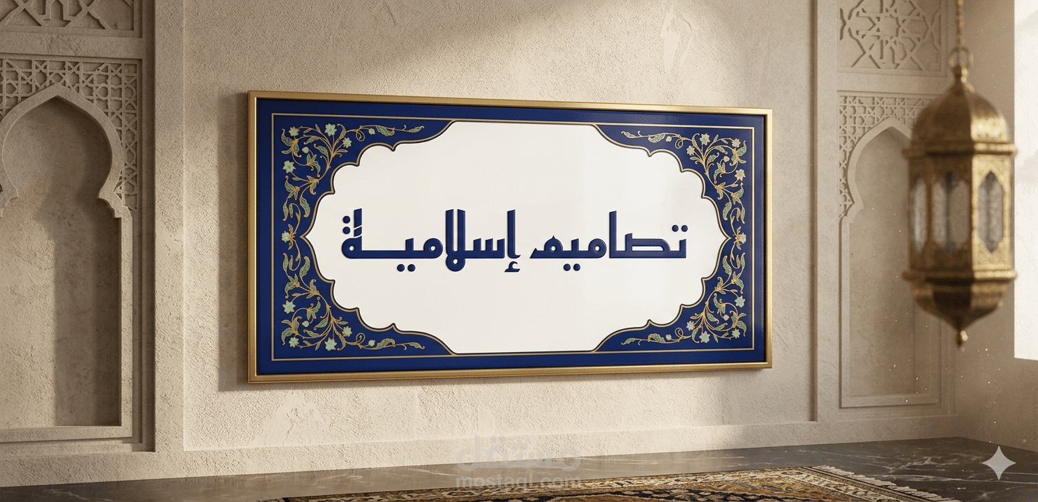 تصميم لوحات إسلامية احترافية (خط الثلث، النسخ، والكوفي)