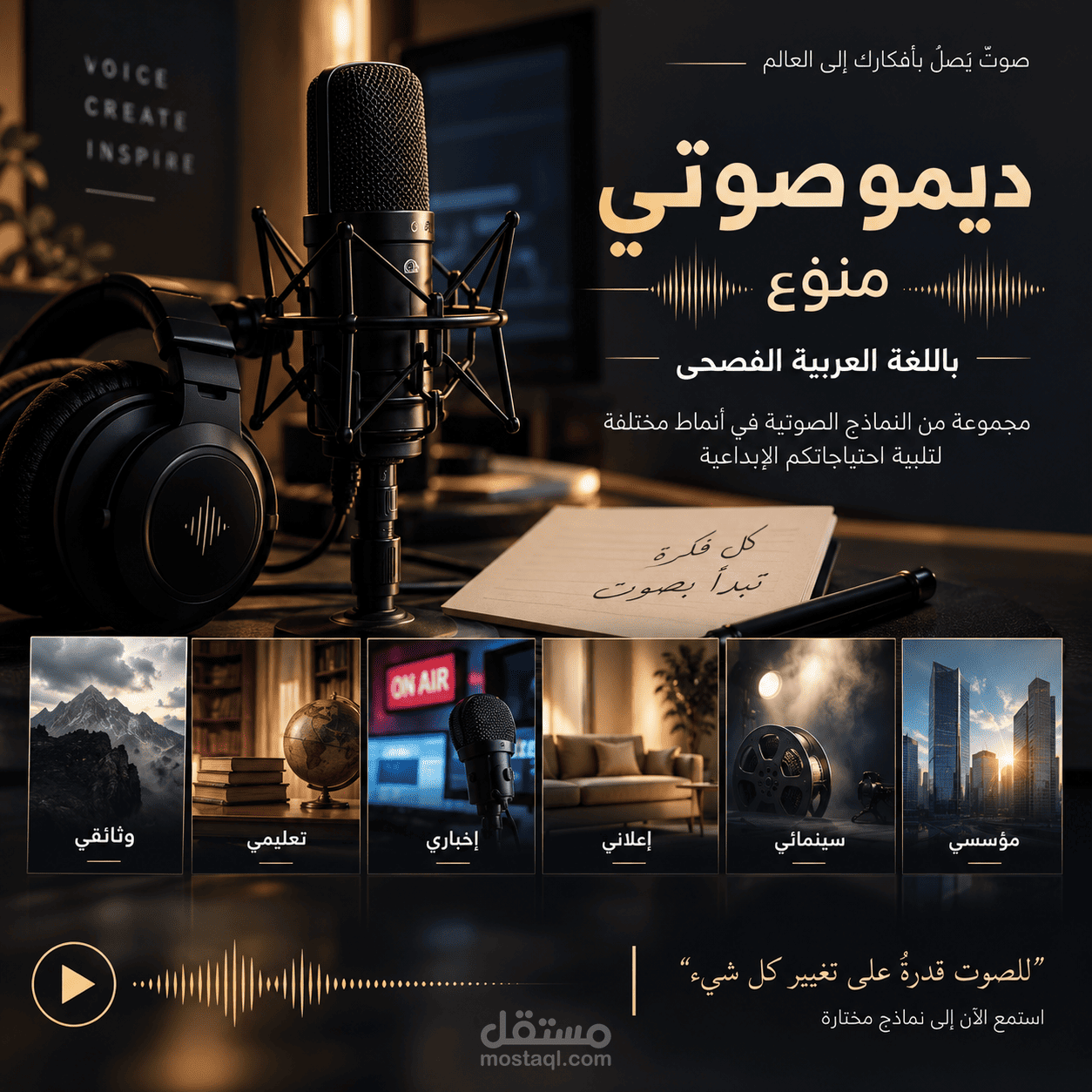 عينة شاملة لعدة أنماط صوتية باللغة العربية الفصحى