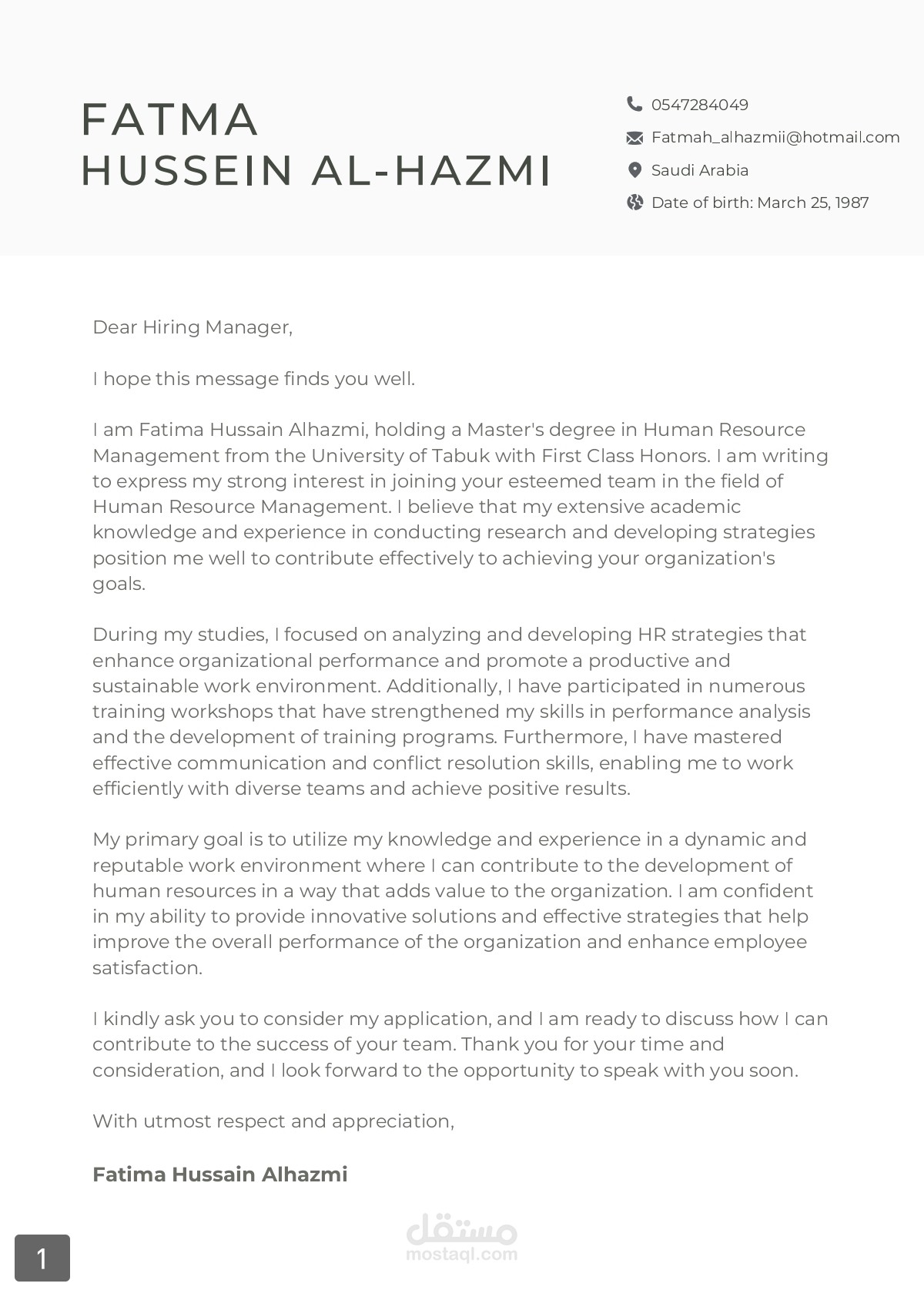 Cover letter