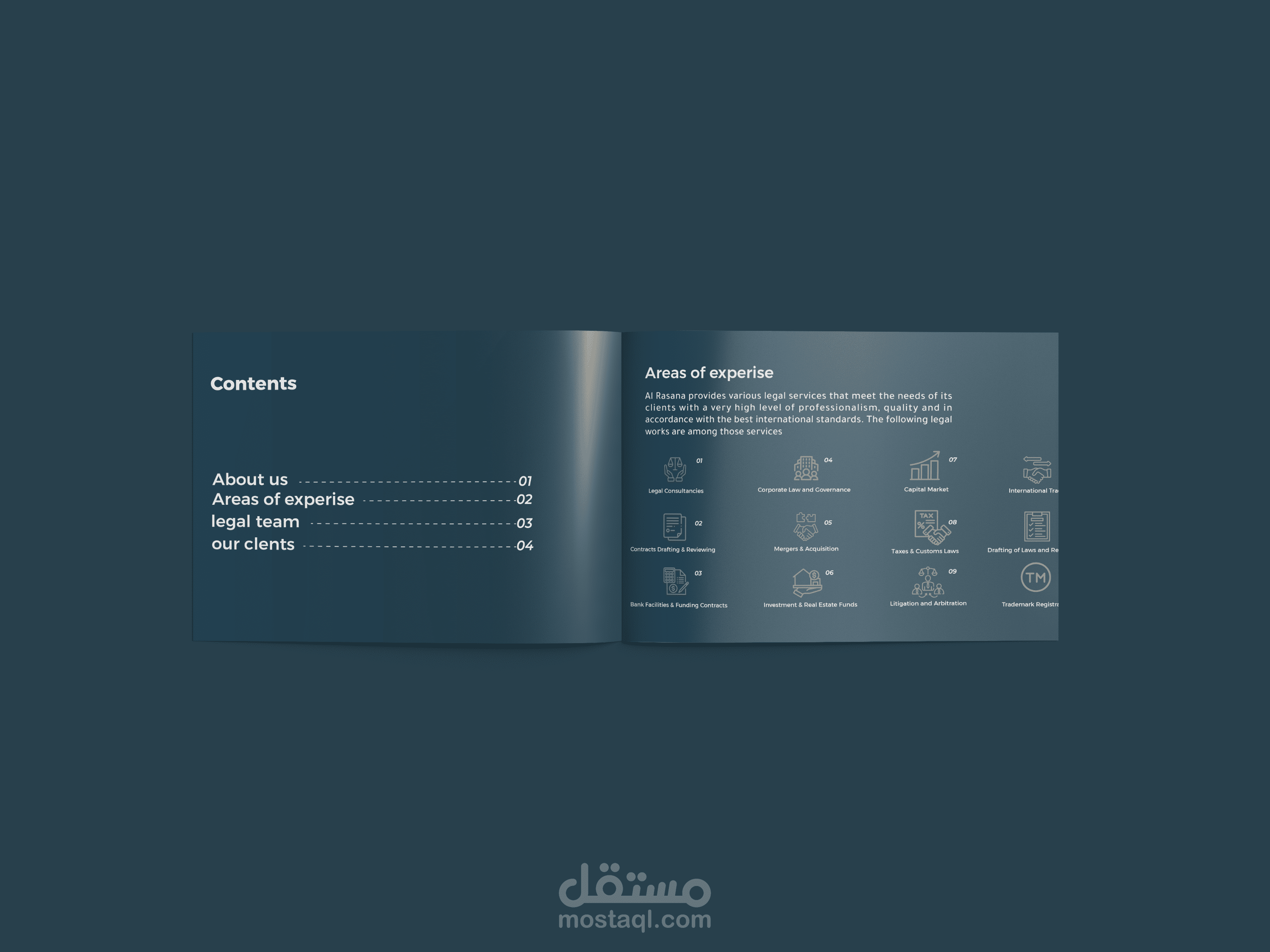 تصميم بروفايل الشركه لشركه الرصانه للمحاماه