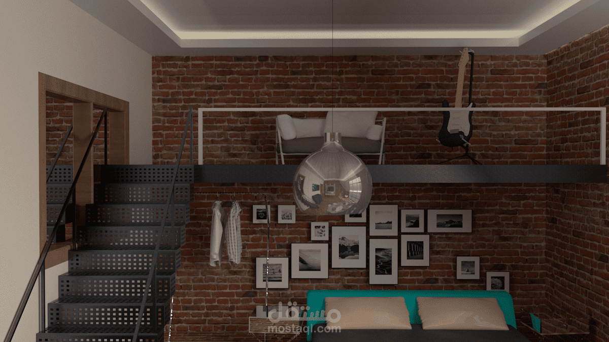 تصميم لقطة من غرفة نوم بشقه مودرن