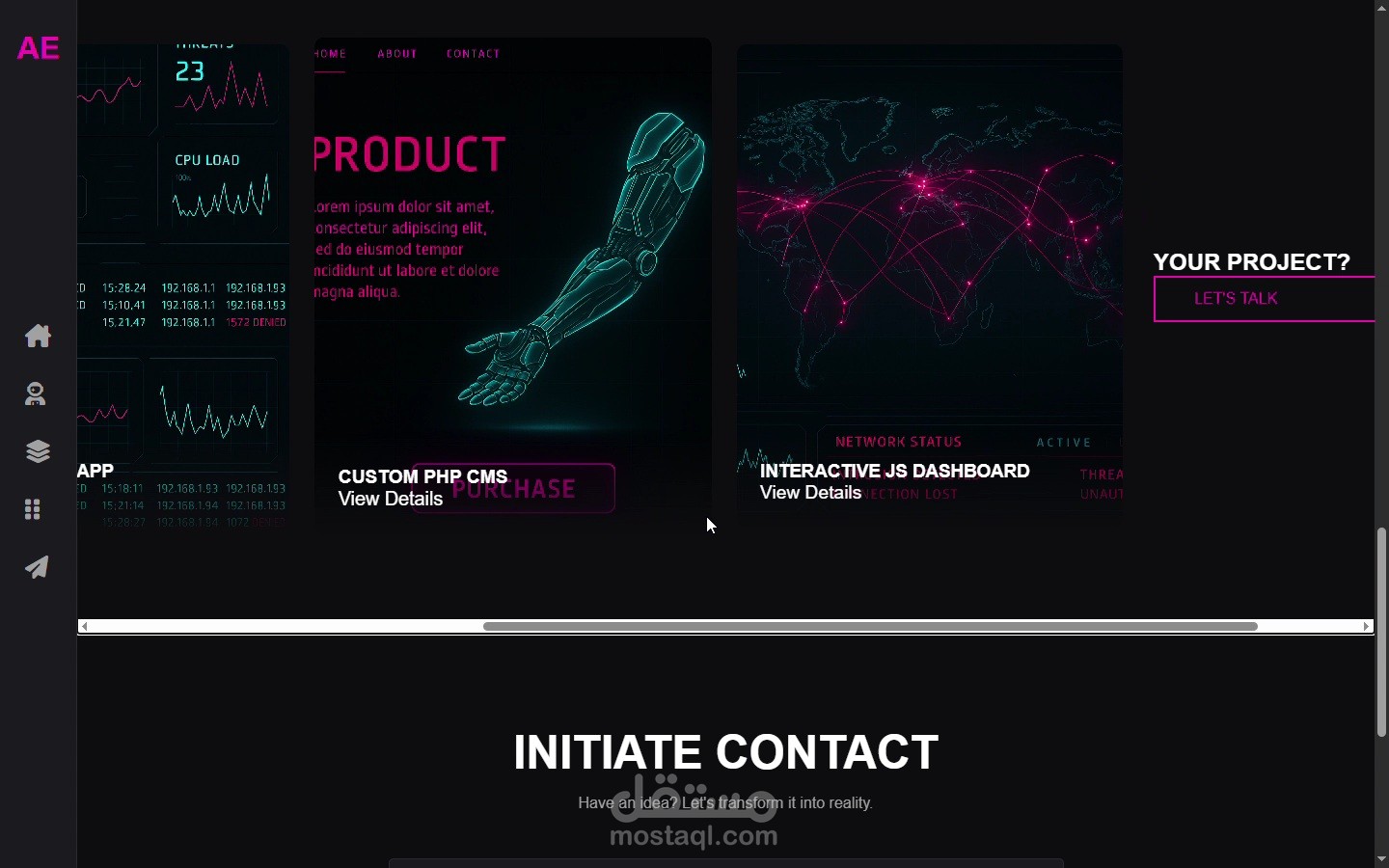 Portfolio 2 ("The Cyberpunk Experience" - Magenta Accent)