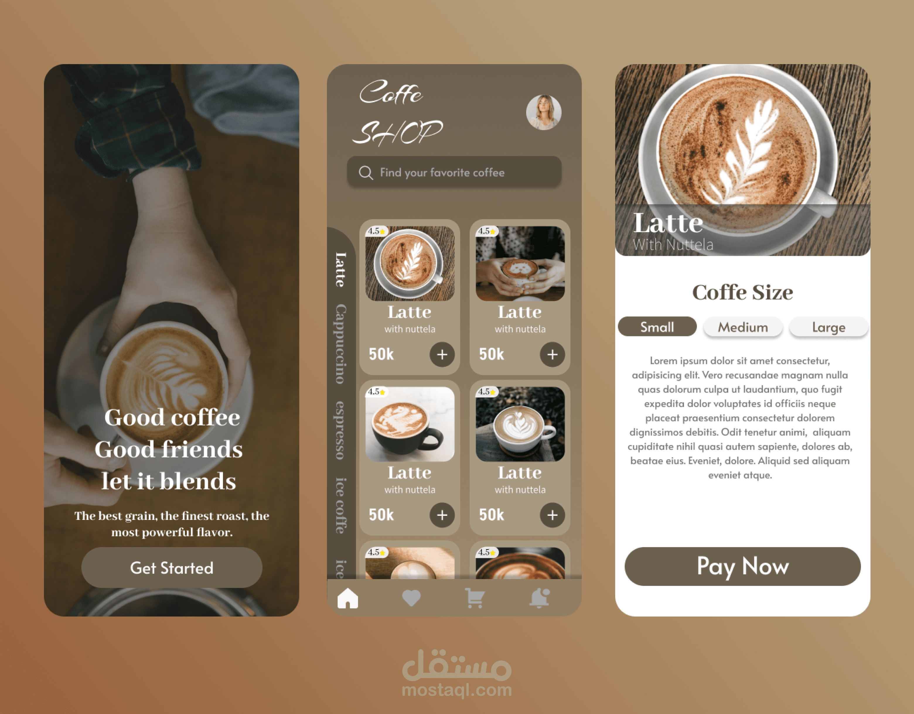 ui screen for brand coffe