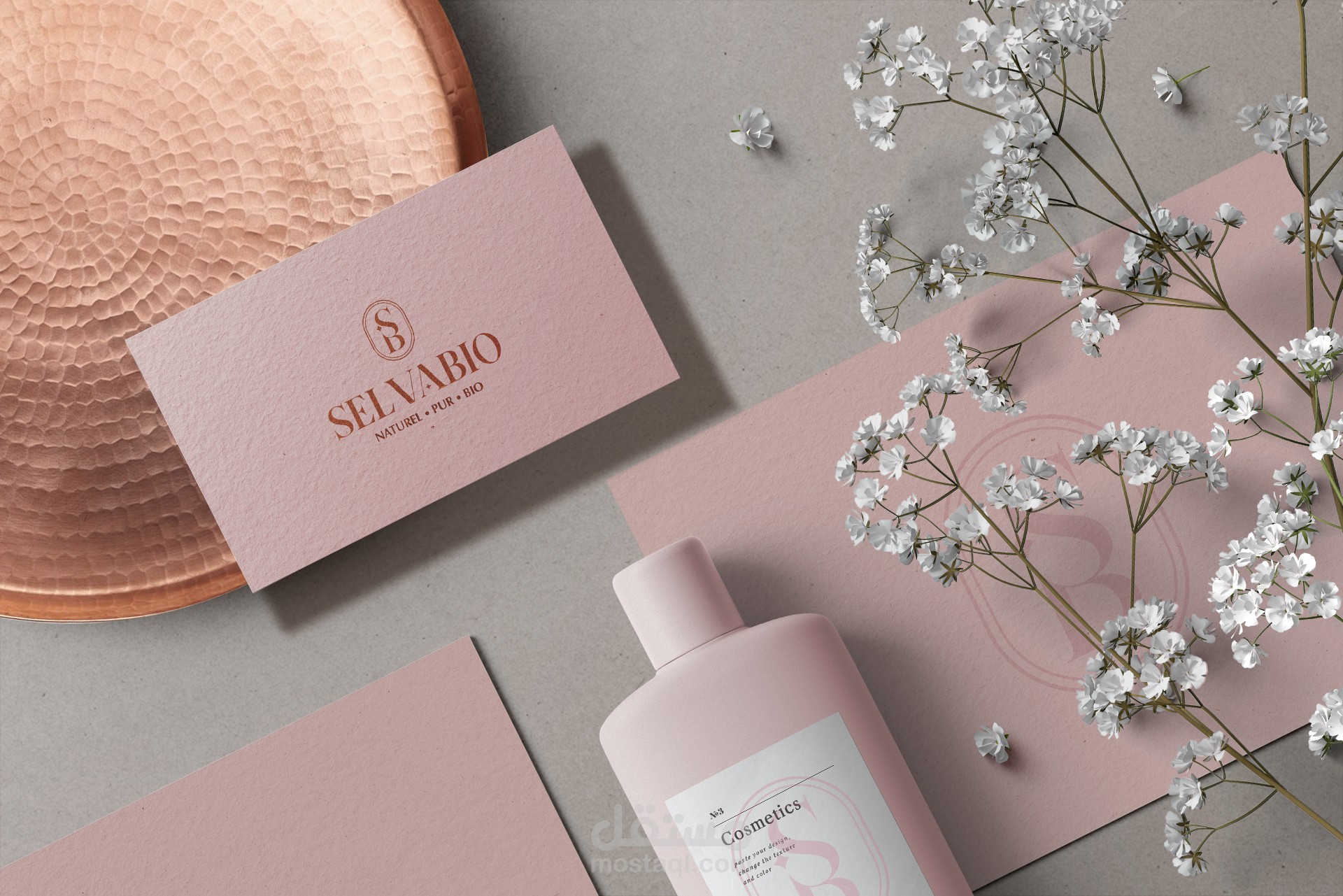 تصميم شعار وهوية بصرية لعلامة تجميل وعناية بالبشرة SELVABIO