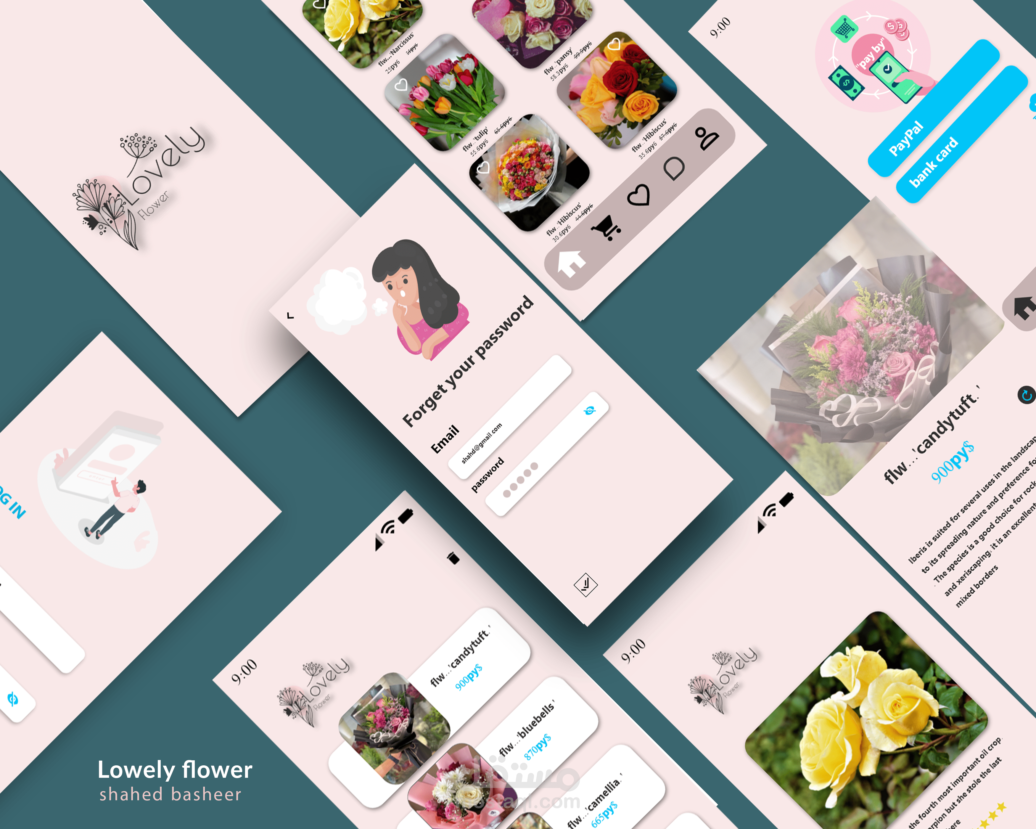 تصميم ui-ux لتطبيق خاص بمتجر أزهار