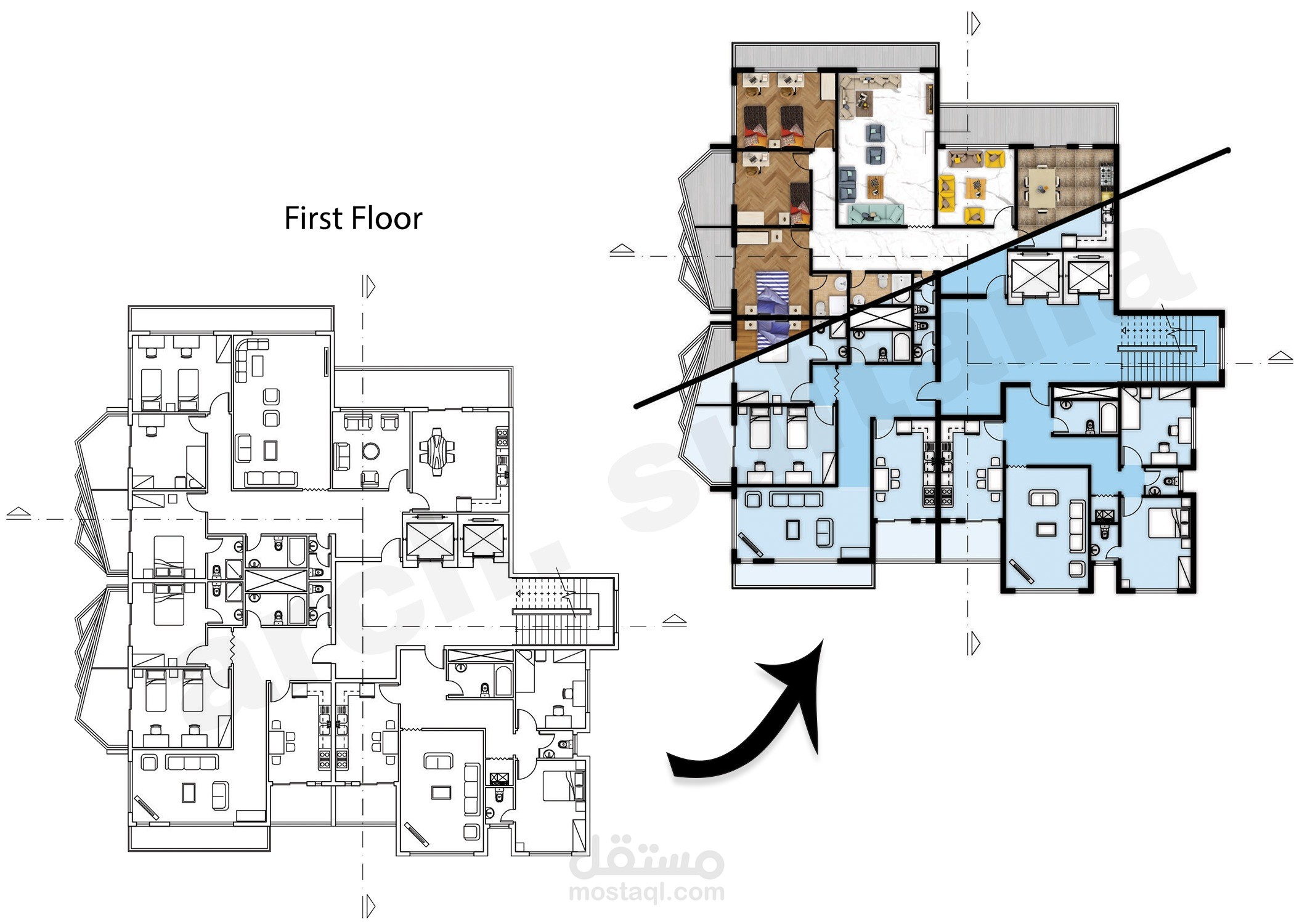 اظهار المساقط المعمارية عن طريق الفوتوشوب