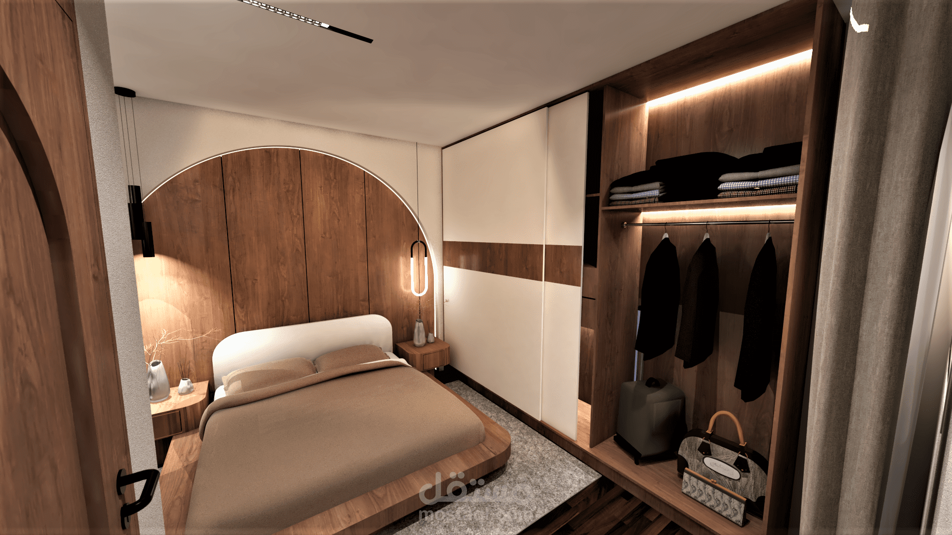 Minimalist Bedroom with Elegant Wall Panels