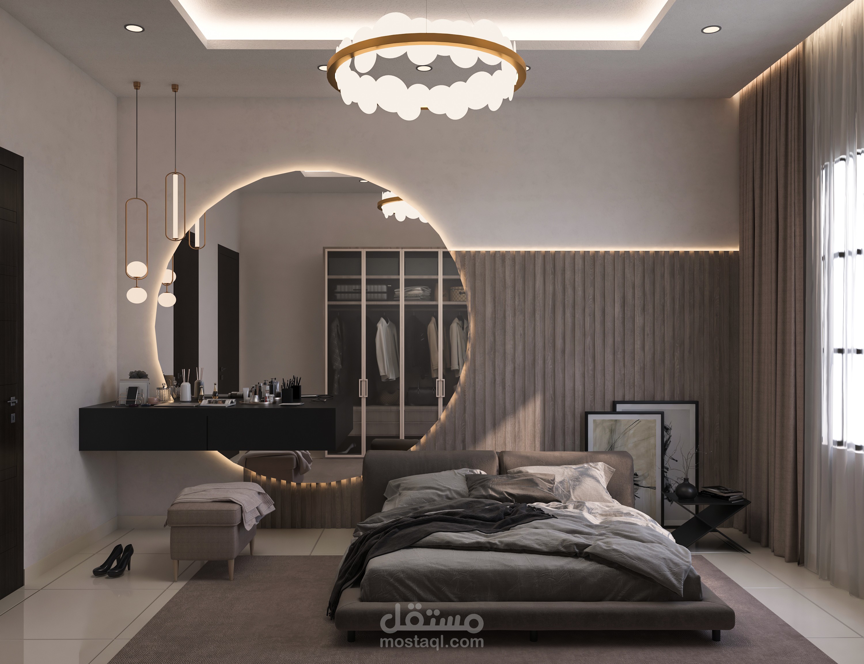 تصميم غرفة نوم رئيسية على الطراز الحديث