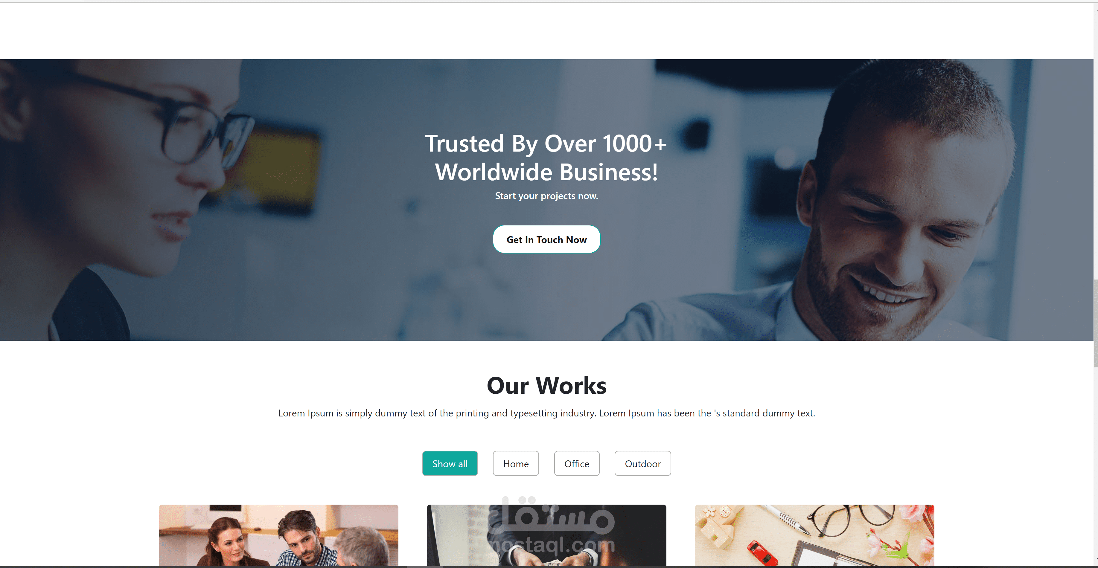 Business landing page
