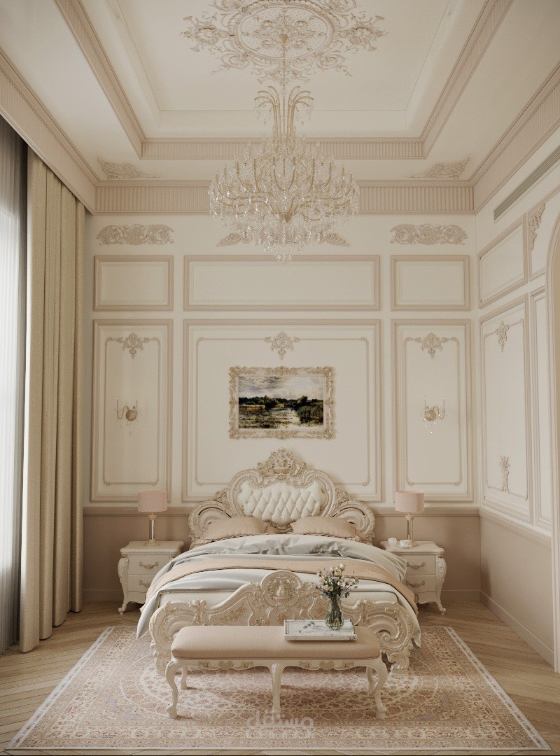 تصميم داخلي لغرفة فندقية بطراز كلاسيكي بالقاهرة