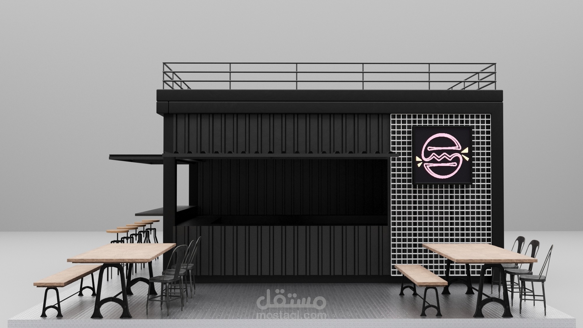 تصميم كشك تقديم المأكولات لمطعم Signature Burger