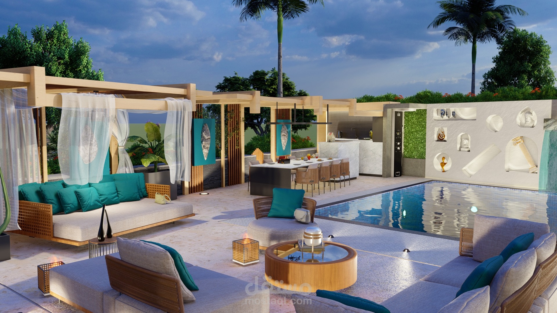 تصميم حديقة خلفية لفيلا منفصلة