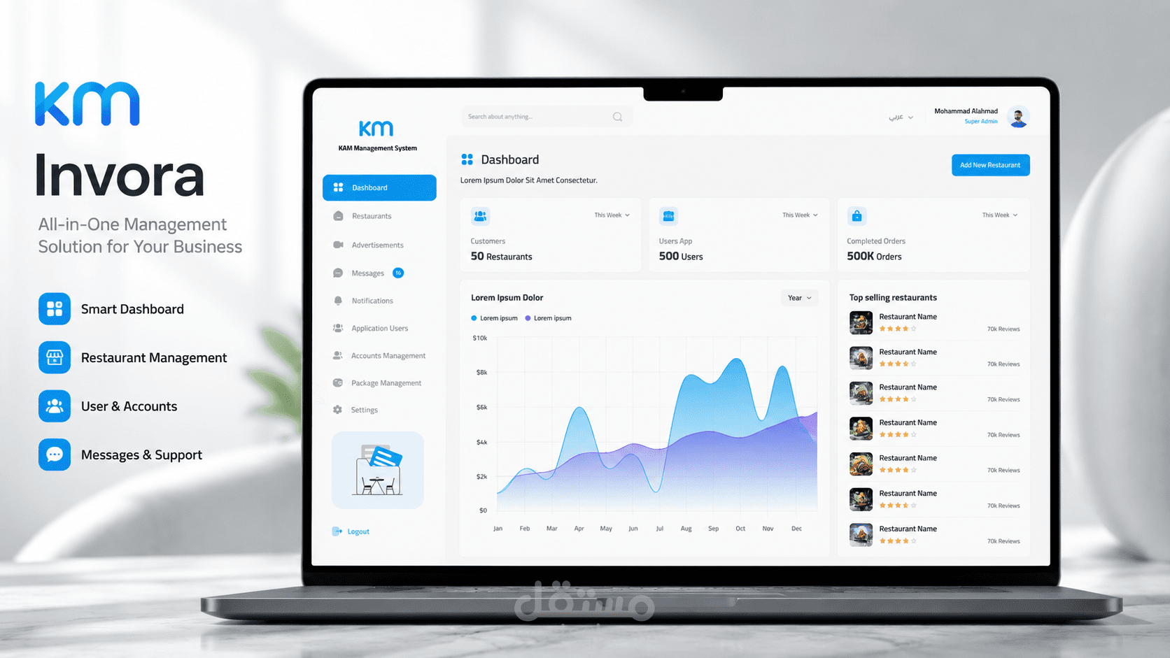 KAM Management System | نظام إدارة مطاعم متكامل ومنصة طلبات ذكية