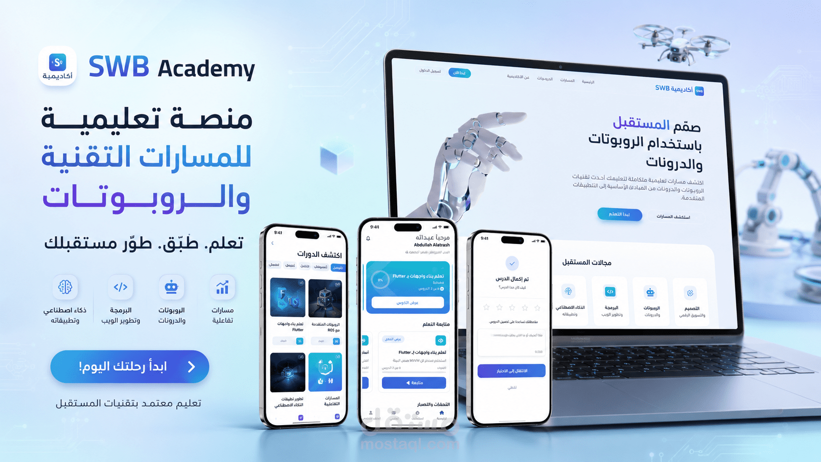 عنوان العمل: SWB Academy - منصة تعليمية ذكية للمسارات التقنية المتقدمة.