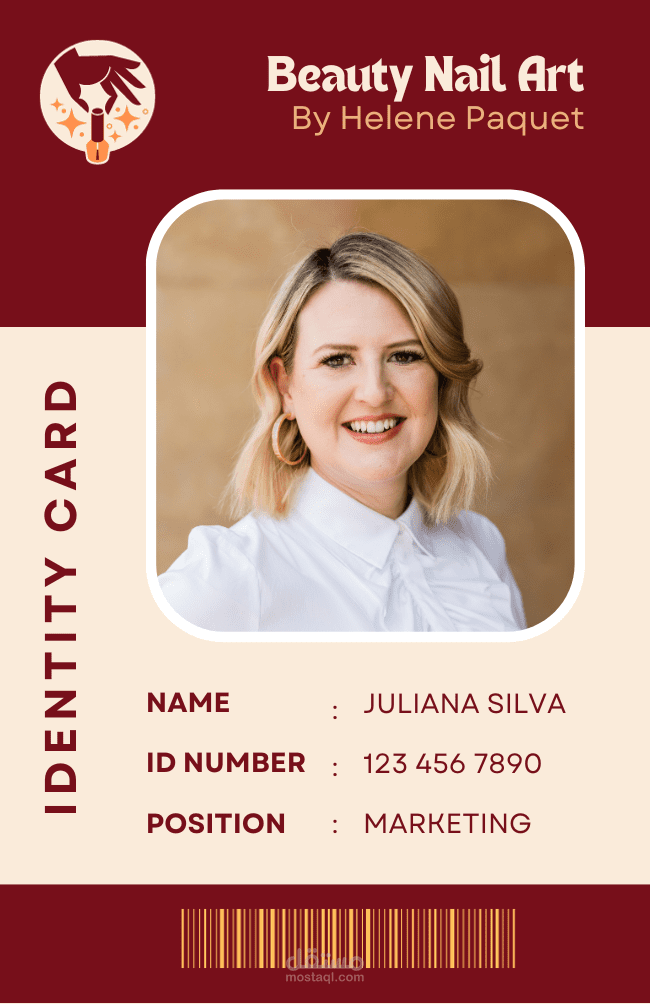 Red and Cream Modern Professional Nail Art Business ID Card