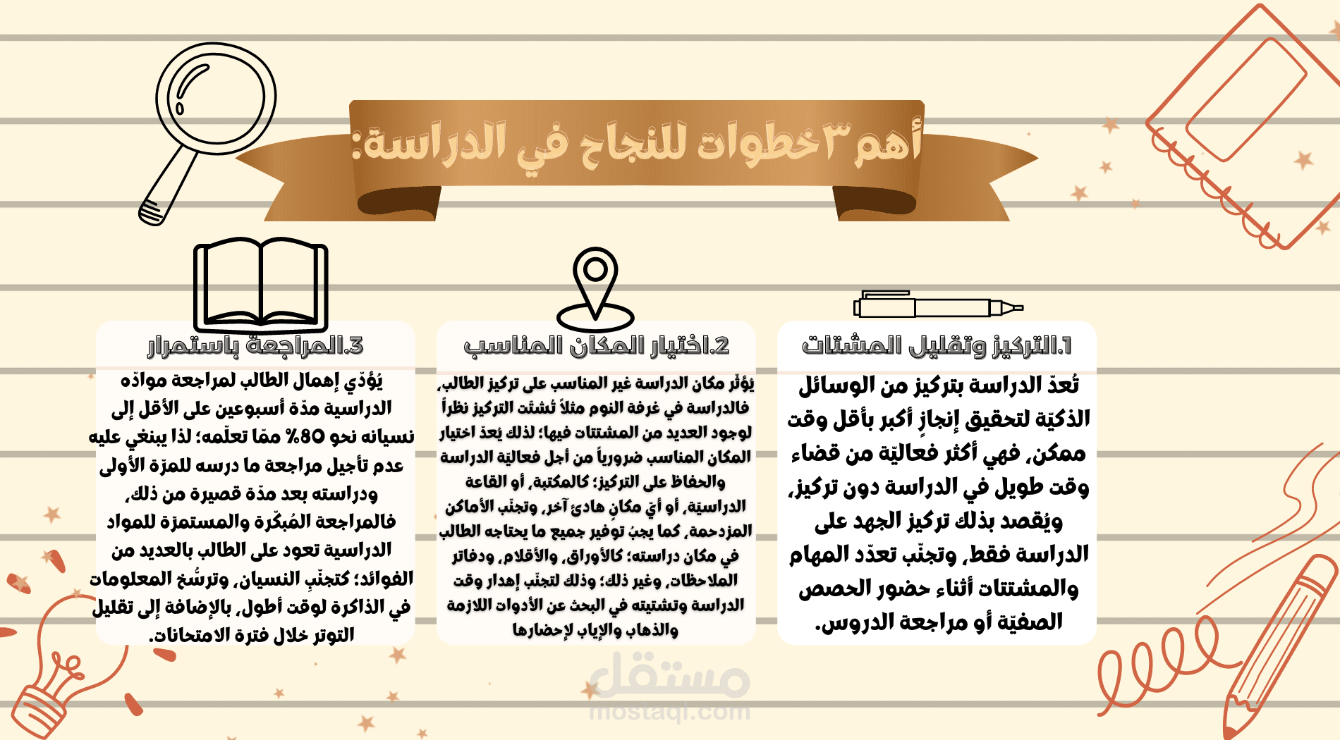 كتابة مشروع مدرسي عن اهم خطوات للنجاح في الدراسة