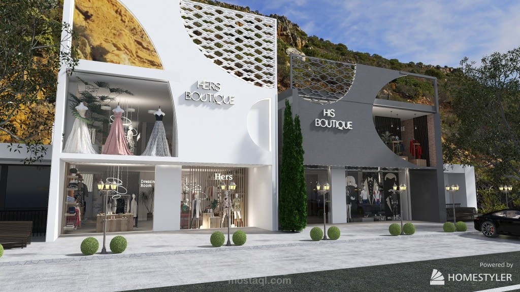 تصميم داخلي وخارجي لمحل تجاري