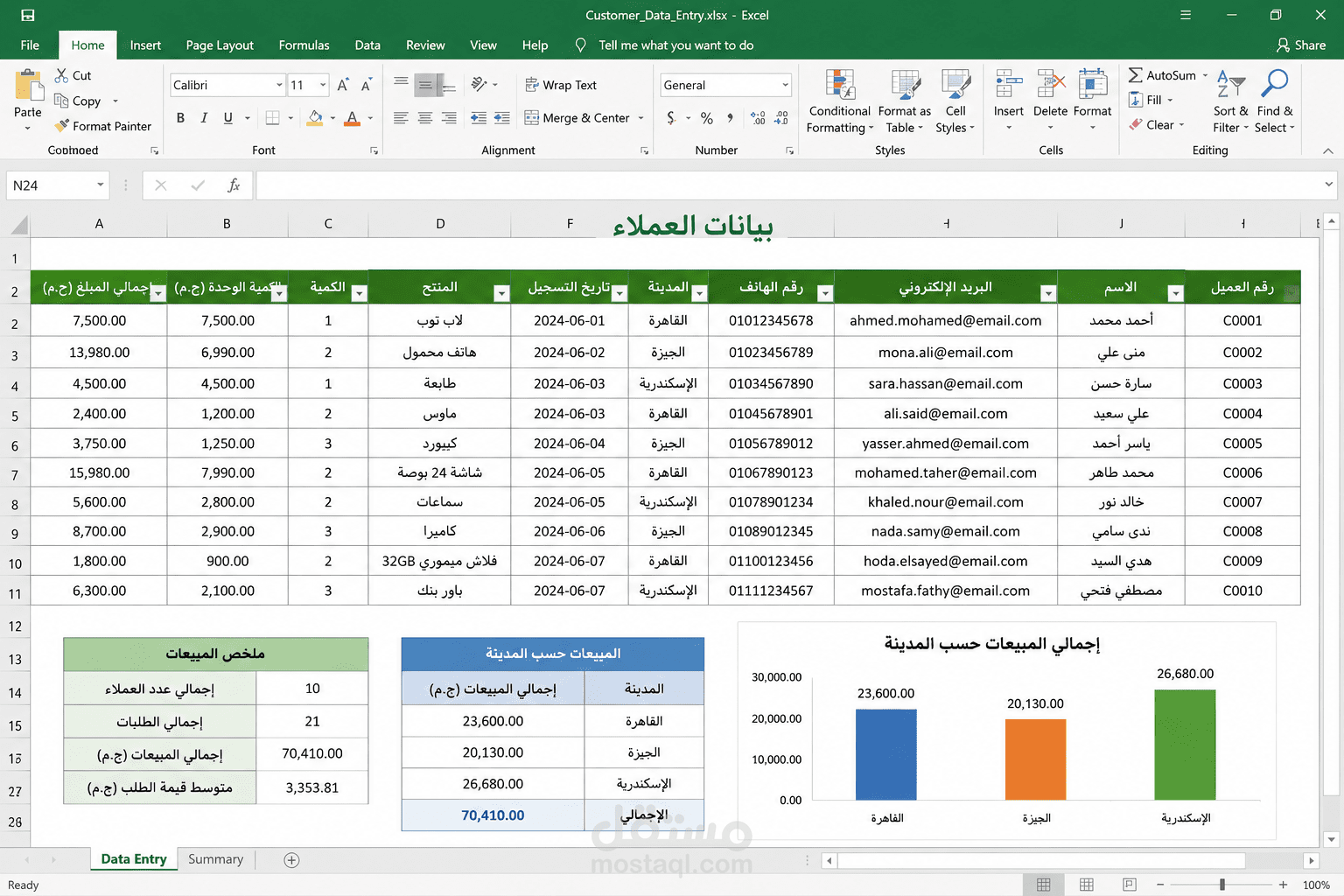 تصميم وتنظيم قاعدة بيانات العملاء باستخدام Microsoft Excel
