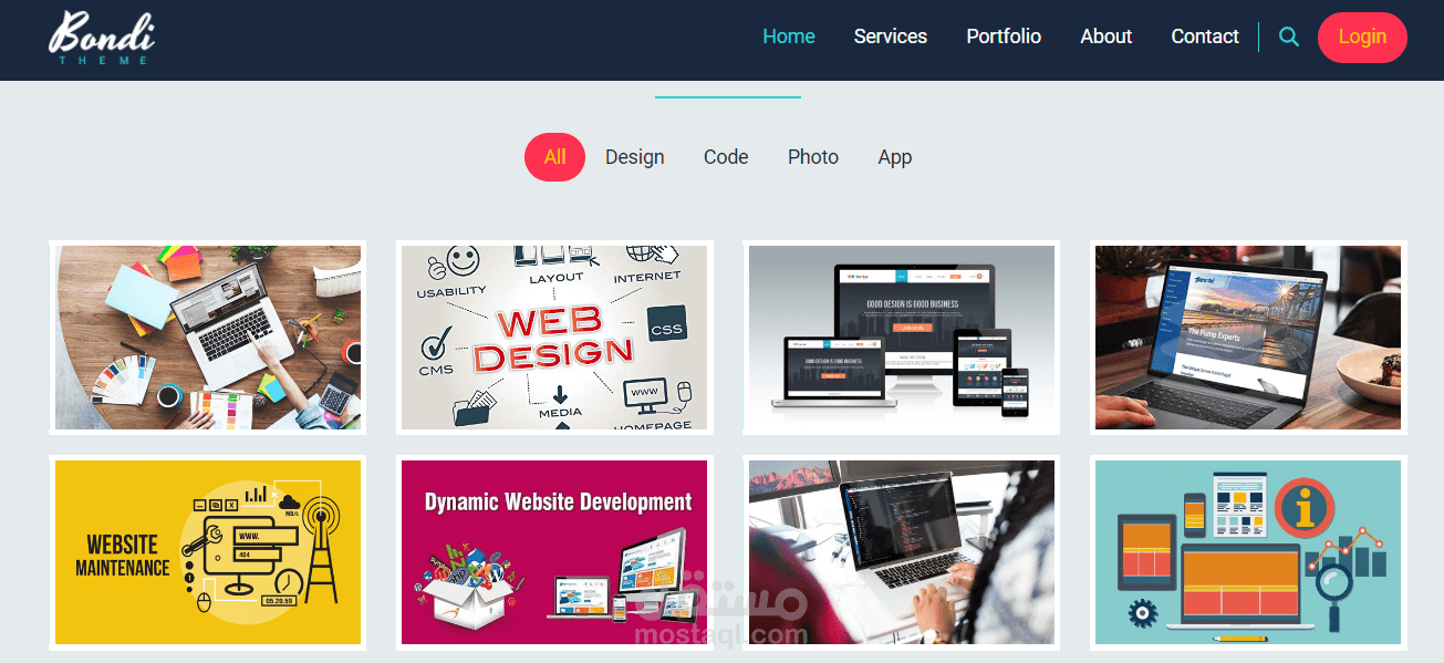موقع لعرض الاعمال باستخدام الbootstrap