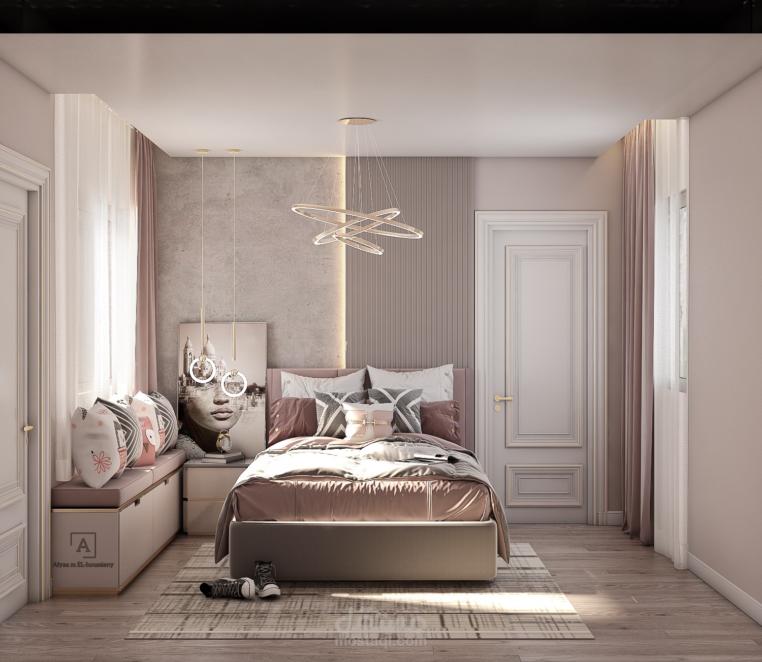 تصميم غرفه بنت لشقه دوبلكس بالقاهره