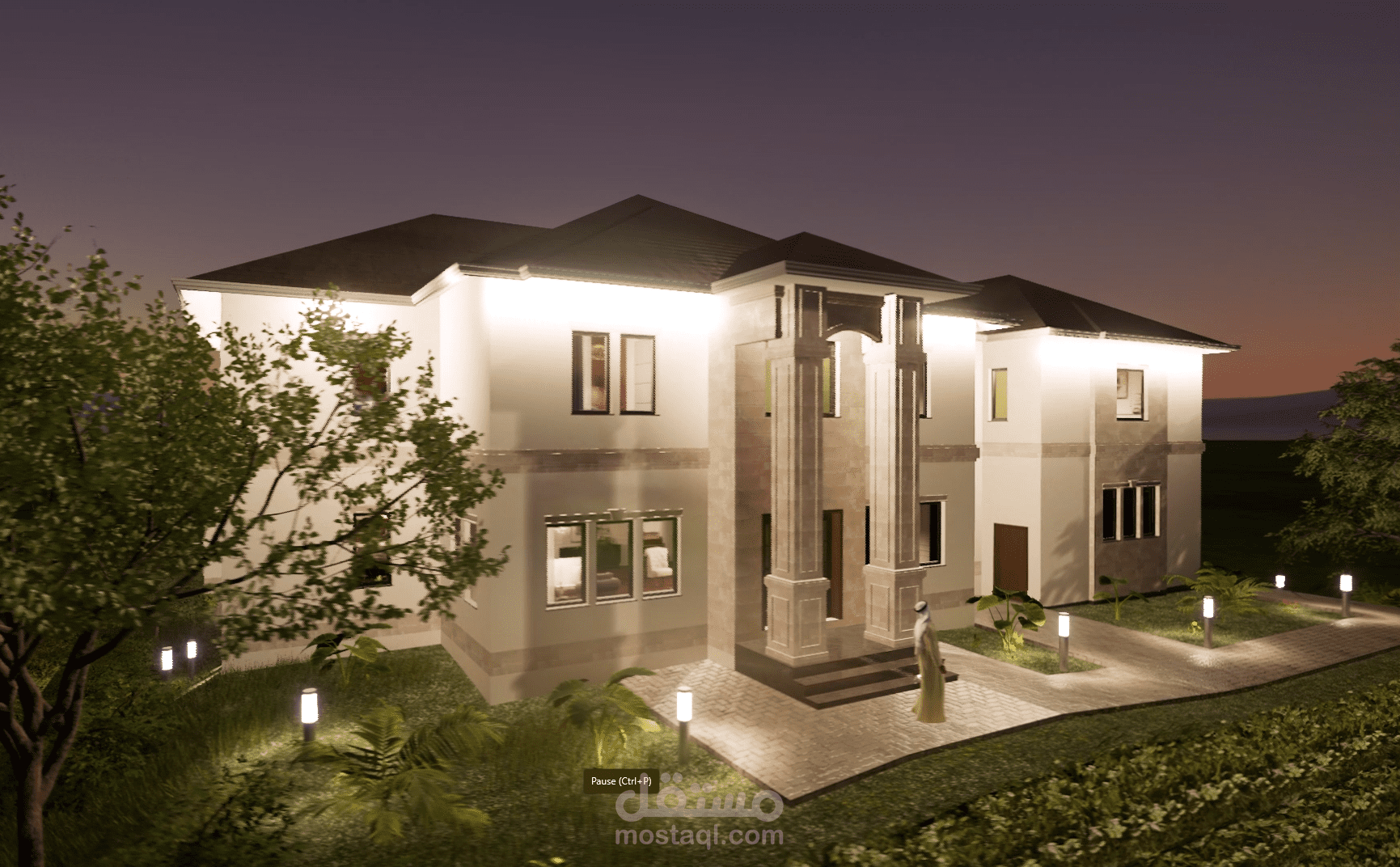 تصميم ثلاثى الابعاد لفيلا بمساحة  800 م2