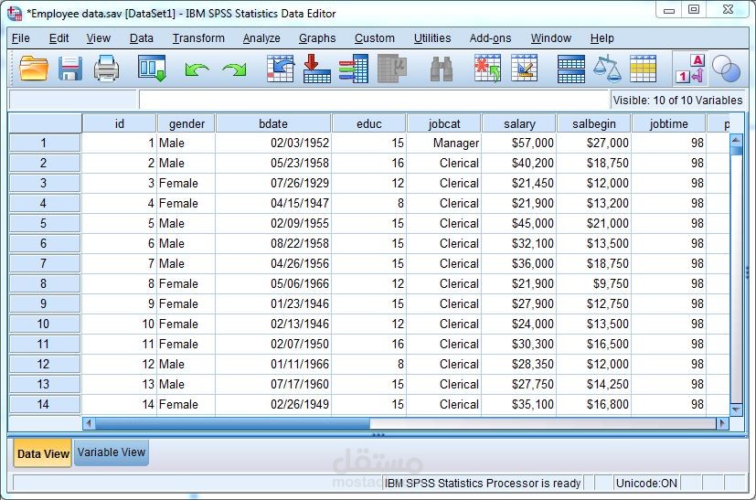 تحيليل البيانات  الاحصائية على برنامج SPSS