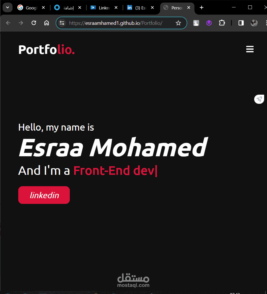 personal portfolio  موقع شخصي لعرض الاعمال