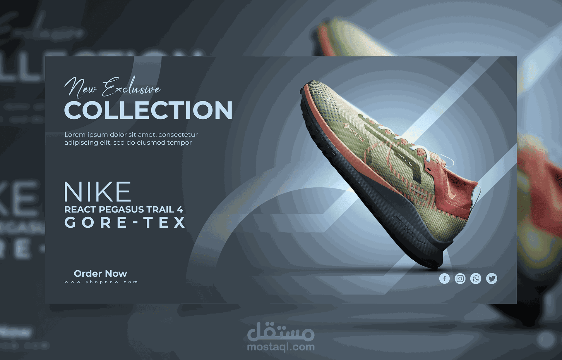 تصميم إعلانات السوشيال ميديا لمجموعة من الشوز المختلفة