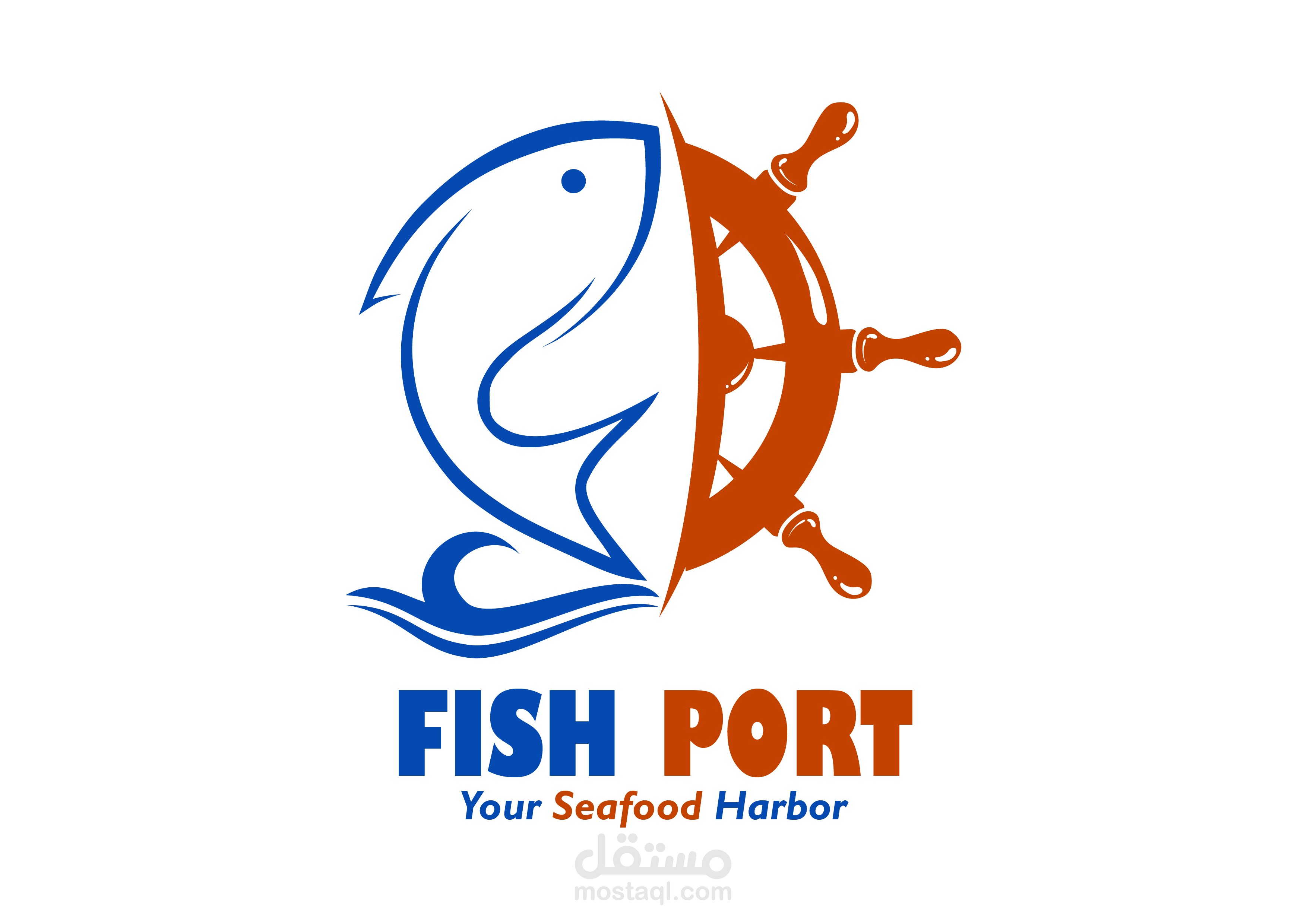 تصميم هوية بصرية كاملة لمطعم مأكولات بحرية (Fish Port)