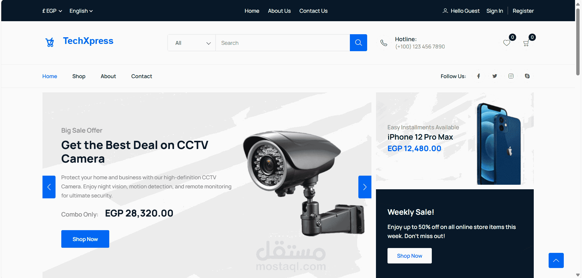 تطوير منصة TechXpress للتجارة الإلكترونية