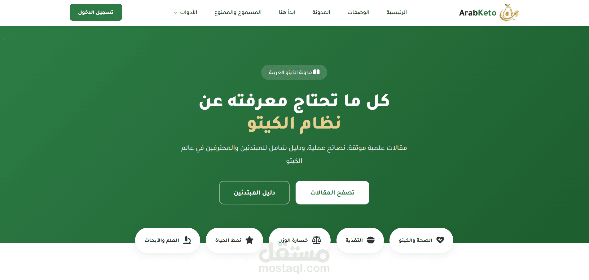 تطوير موقع ووردبريس عربي متخصص في الكيتو مع أدوات تفاعلية وتحسين تجربة المستخدم