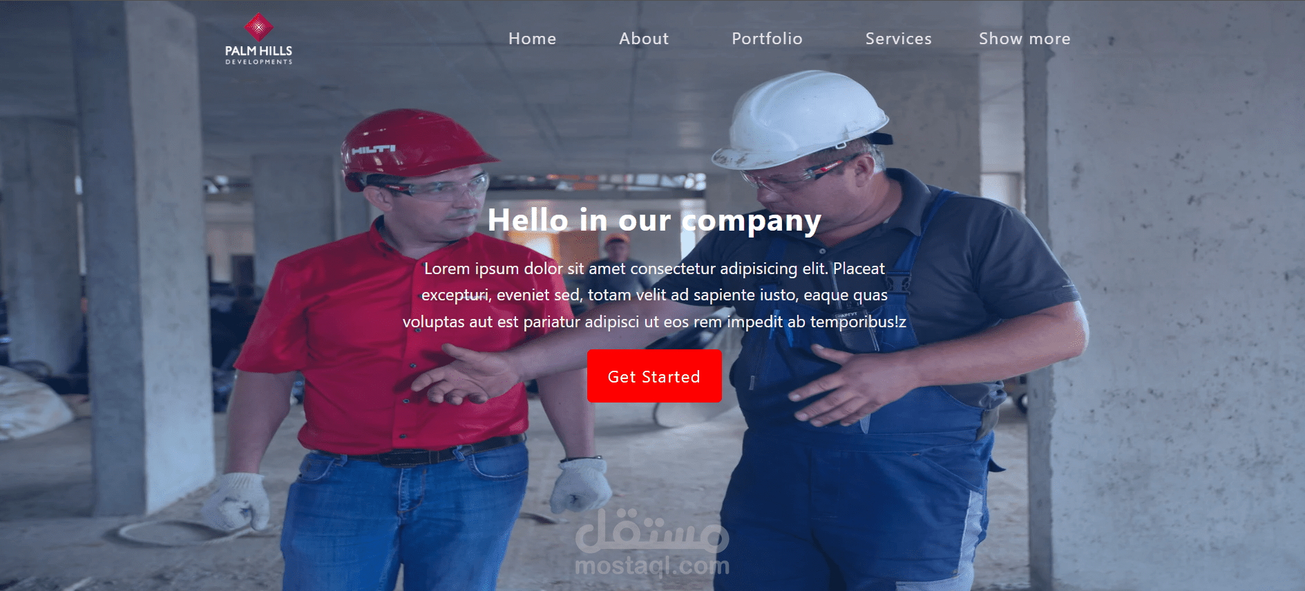 Landing page for engineering company
