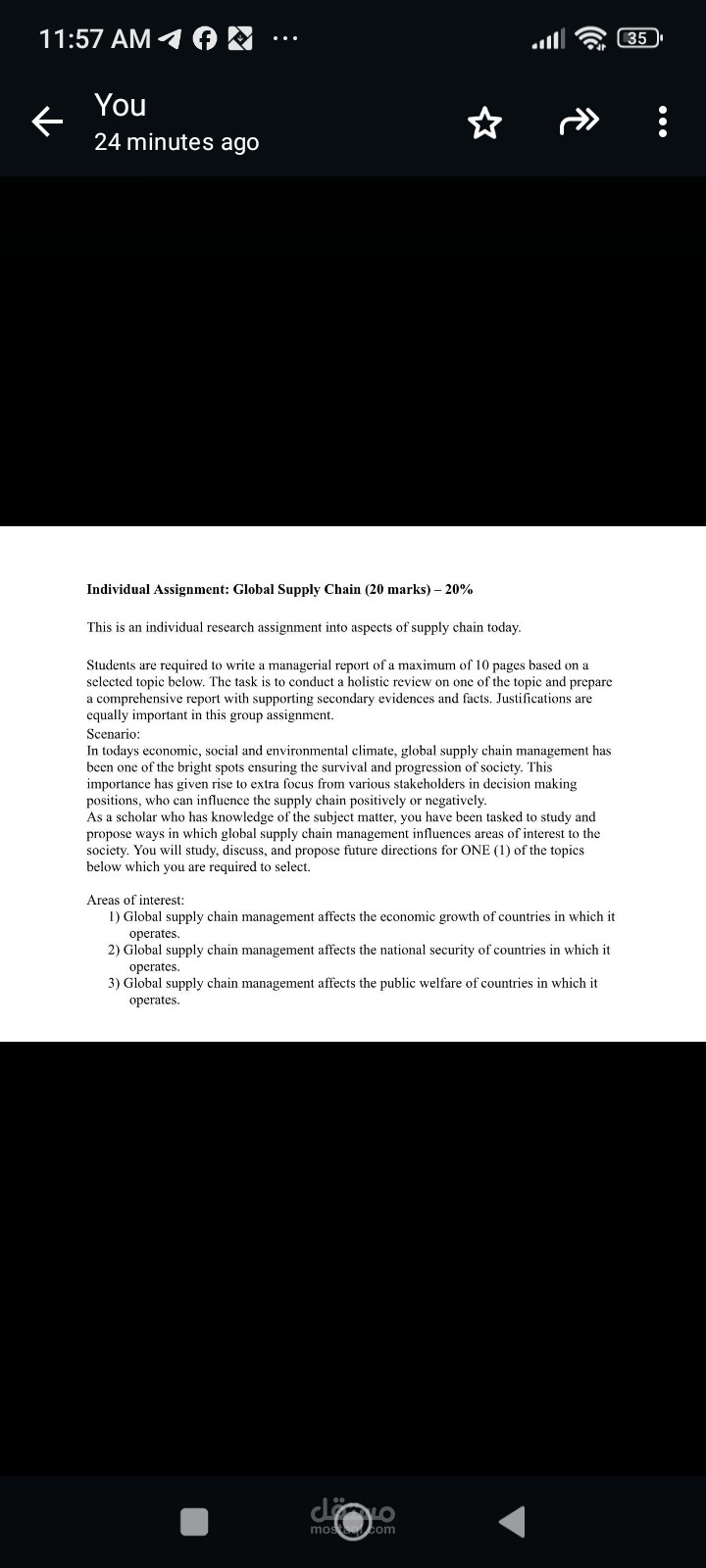 Assignment about global chain management